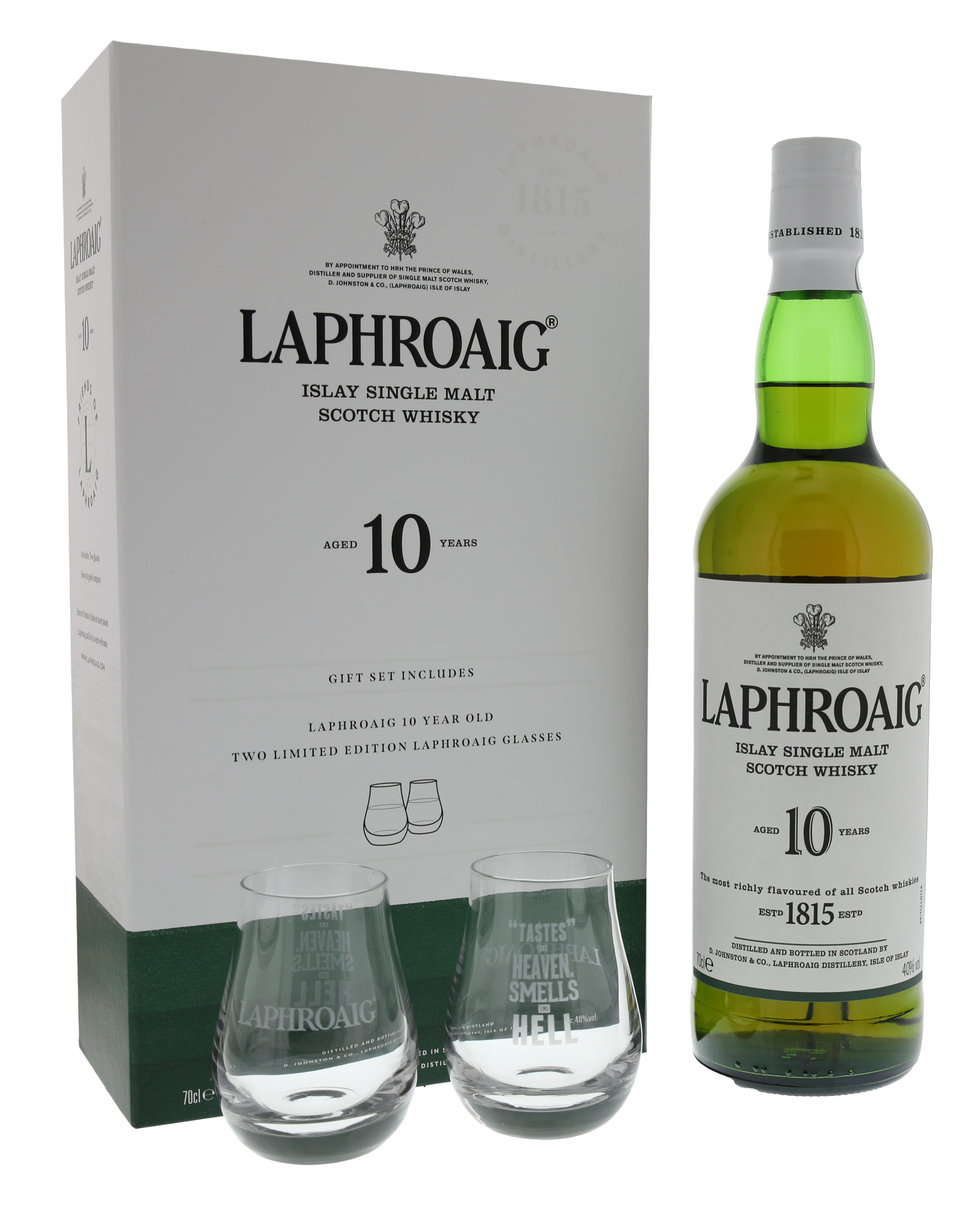 Laphroaig 10 yo GB + 2 Glasses